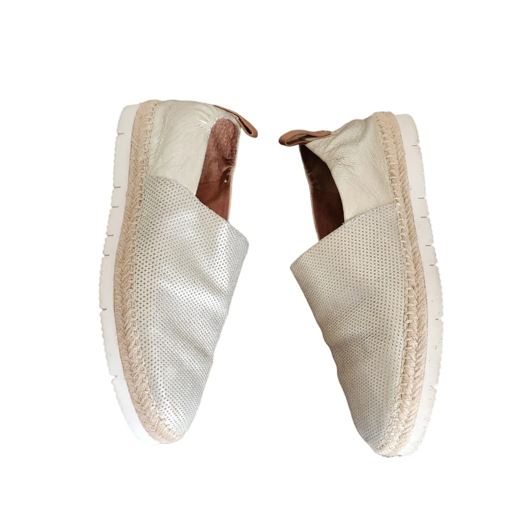 Gentle Souls Lara A Line Gold Metallic Leather Espadrilles 8.5